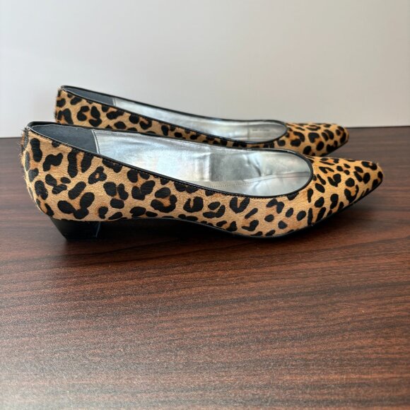 Calvin Klein Women's Leopard Print Pepin Pony Hair Low 1 inch Heels Flats Sz 7.5 - Picture 3 of 7